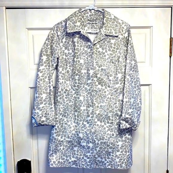 Ladies’ Eddie Bauer Gray & White Raincoat - Size XSmall - Picture 1 of 5